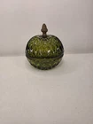 Vintage Indiana Glass Mount Mt. Vernon Round Candy Dish w/ Cover Acorn Finial
