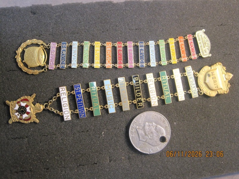 2 Vtg Masonic DeMolay De Molay Merit Medal  Pin.