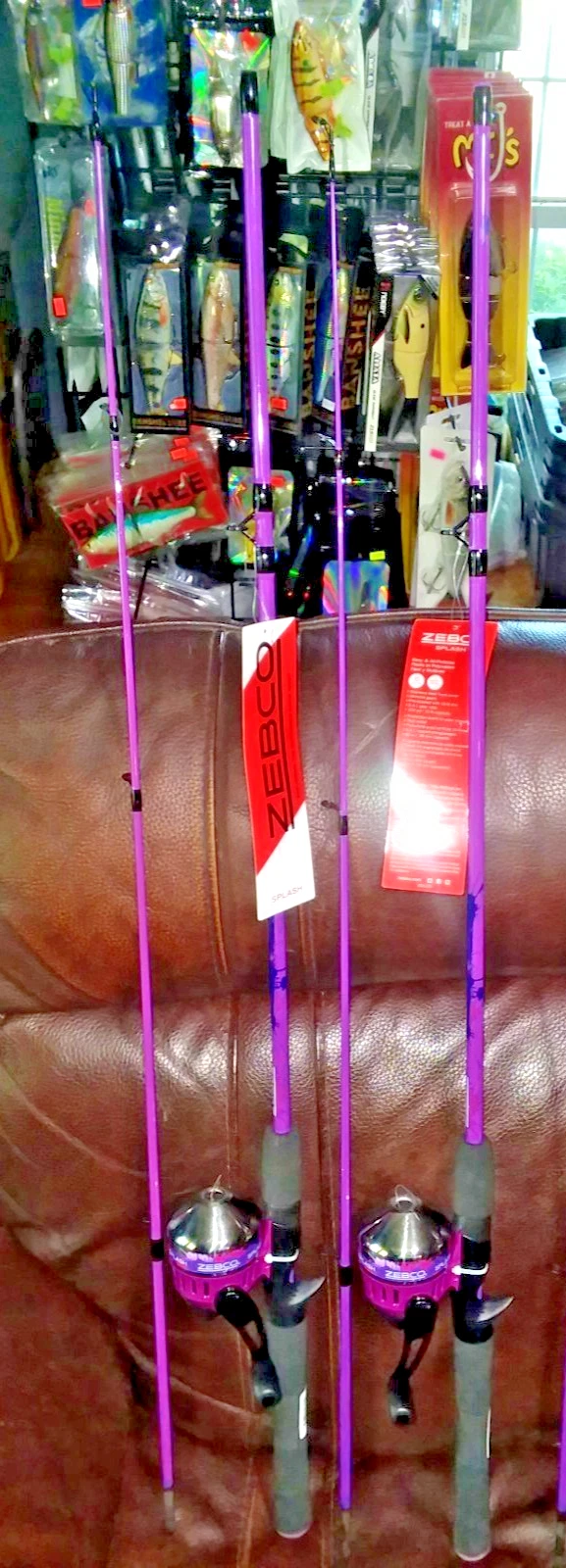 2 CASTING ZEBCO SPLASH SERIES MEDIUM 6 foot 2-PIECE RODS Use 1/8-3/4oz PURPLE