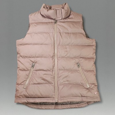 American Eagle Light Brown Ladies Medium Pink Accent Puffer Jacket Style Vest