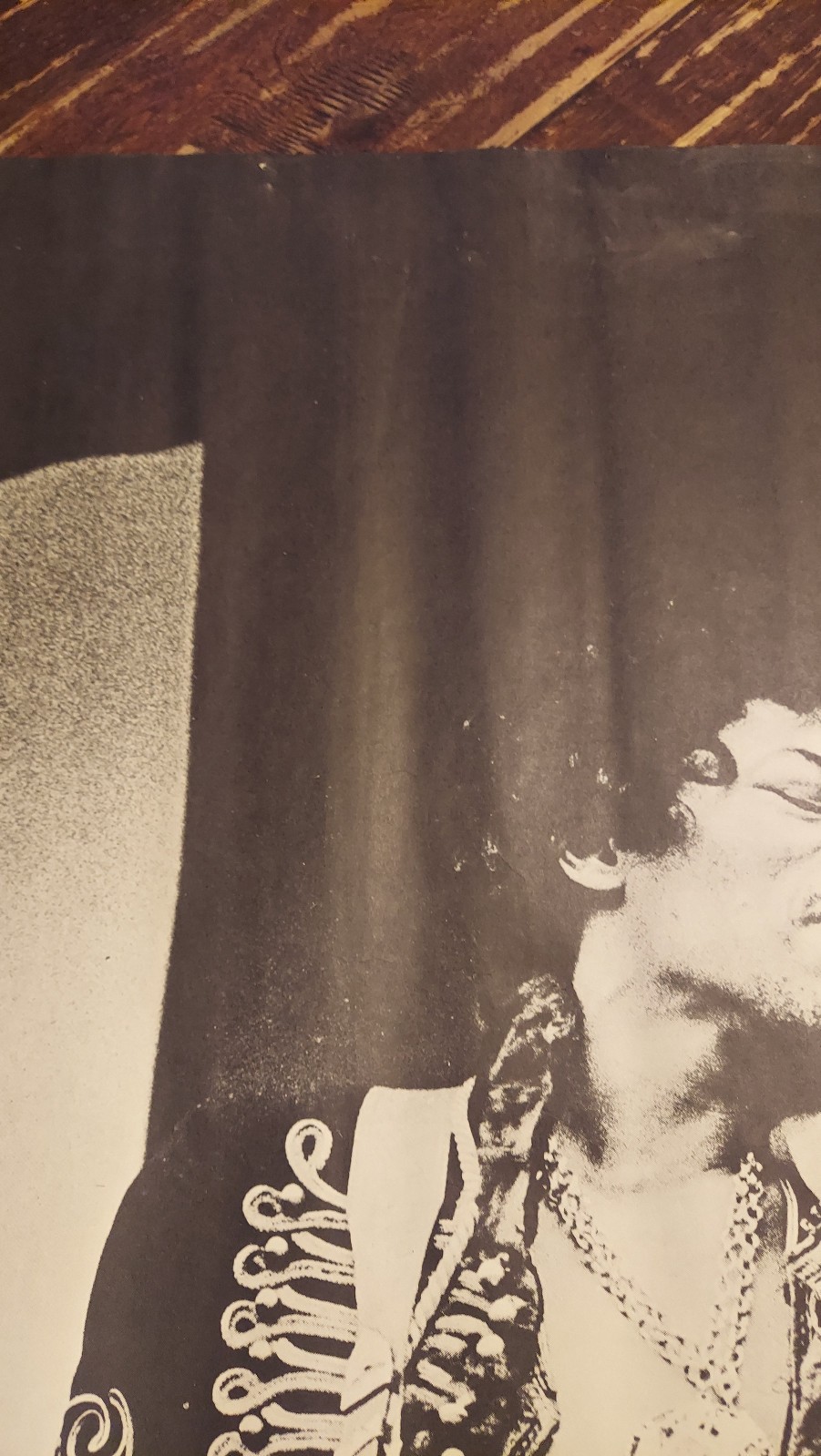 Vintage 1960s Jimi Hendrix Black & White Poster Large 41"x 28.5" Guitar Portrait