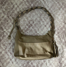 Brighton Beige Pebbled Shoulder Bag Zip Closu...