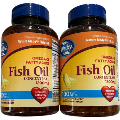 2x WELBY FISH OIL 1200mg OMEGA-3 FATTY ACIDS HEALTHY HEART 200 SOFT GEL VITAMIN