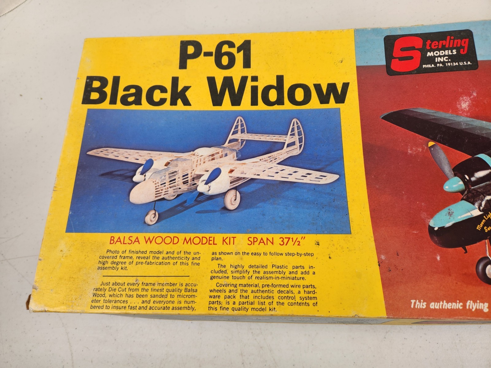 Vintage Sterling Models P-61 Black Widow balsa Model Airplane kit E-15 UNBUILT! 