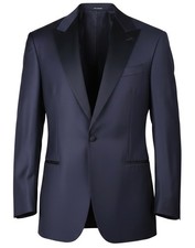 Ermenegildo Zegna Trofeo Midnight Blue Tuxedo Satin Peak Lapel 2pc Suit 44 L