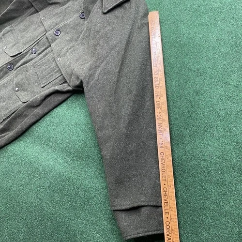 Vintage Filson Mackinaw Coat Mens L Green Double Breasted Wool Cruiser USA MADE image 12