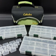 Cabela’s Scout Tackle Bag w/ 3 Plano 3500 Utility Boxes Fishing Tackle Storage