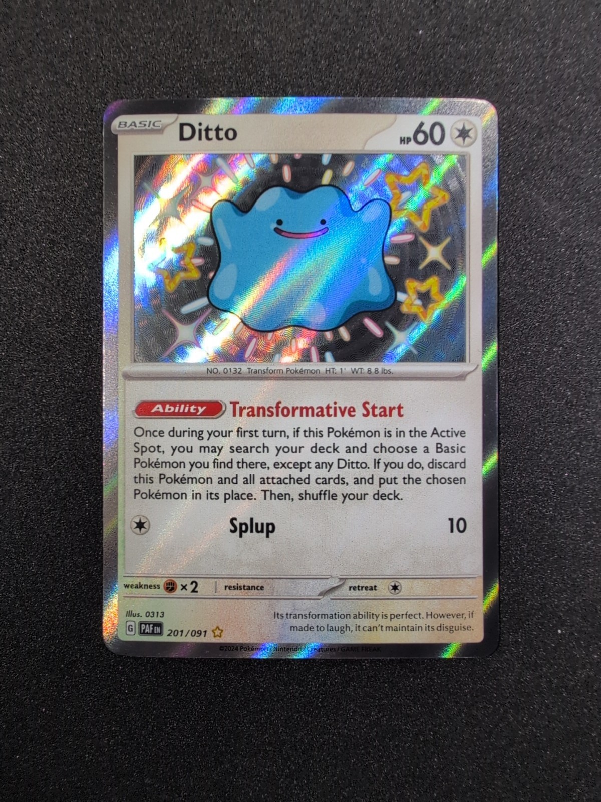 Pokemon Paldean Fates Ditto #201 Shiny Rare Near Mint