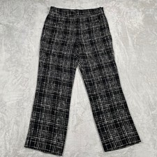 ZARA Black White Plaid Tweed Flare Leg Pants Women's Size Medium