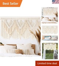 Chic Beige Macrame Wall Hanging 47" x 25" - Unique Craftsmanship for Any Room