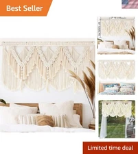 Chic Beige Macrame Wall Hanging 47" x 25" - Unique Craftsmanship for Any Room