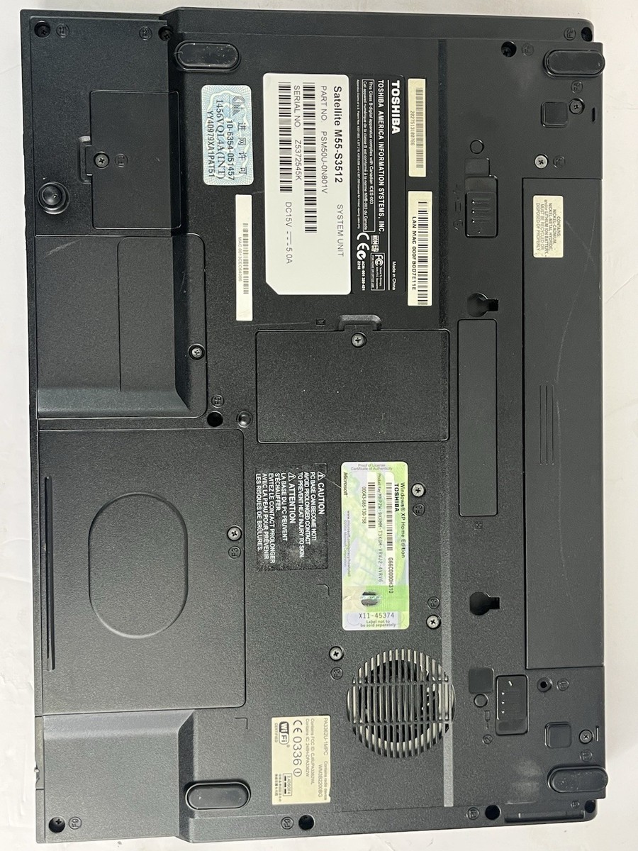 Toshiba Satellite M55-S3312 Notebook Pro 1.86GHz NO HDD- BOOTS TO