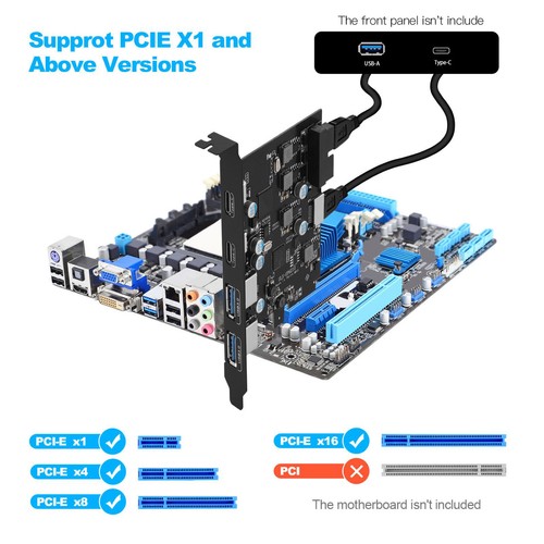 4-Port USB PCIe Expansion Card 5Gbps Speed PCIe X1/X4/X8/X16 Multi-OS Support - Afbeelding 8 van 12