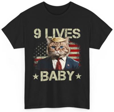 Cat Trump 9 Lives Baby Funny Trump Cat, 9 Lives Baby T-Shirt