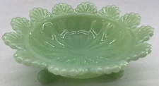 3 Footed Berry Bowl - Jade Jadeite Jadite Green Glass - Mosser USA