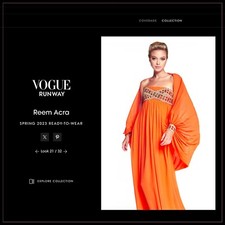 4,900 Reem Acra Crystal Tangerine Runway Gown with Crystal Embellished Bolero