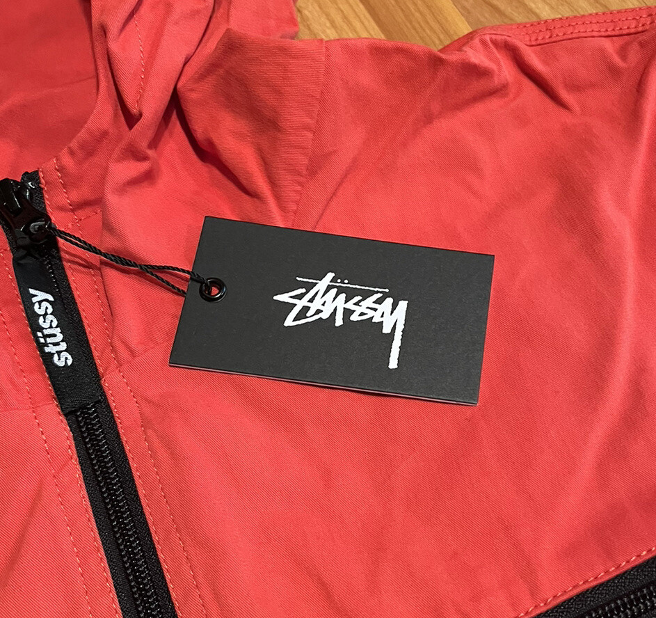 NEW MEN'S SMALL STUSSY BIG POCKET ANORAK JACKET IN RED | eBay