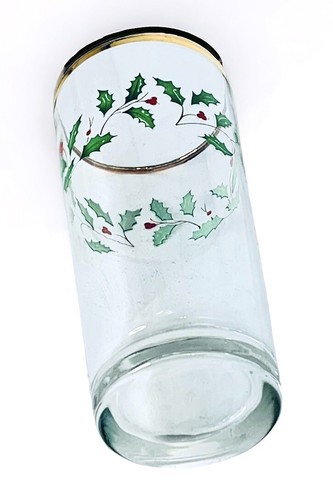 Lenox HOLIDAY Dimension Christmas 24 KT Gold Holly Berry Glass Tumbler(s) NEW - Picture 3 of 4