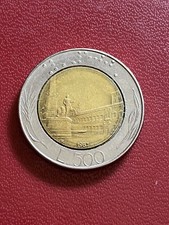 Moneta Rara Bimetallica 500 lire 1987 Repubblica Italiana variante errore conio