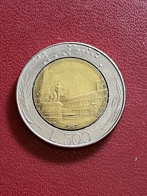 Moneta Rara Bimetallica 500 lire 1987 Repubblica Italiana variante