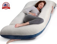 Almohada Corporal Para Embarazada Funda Lavable Color Gris Azul