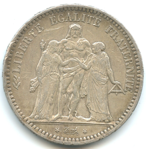 5 francs argent Hercule 1849 A n°6030 - Afbeelding 1 van 2