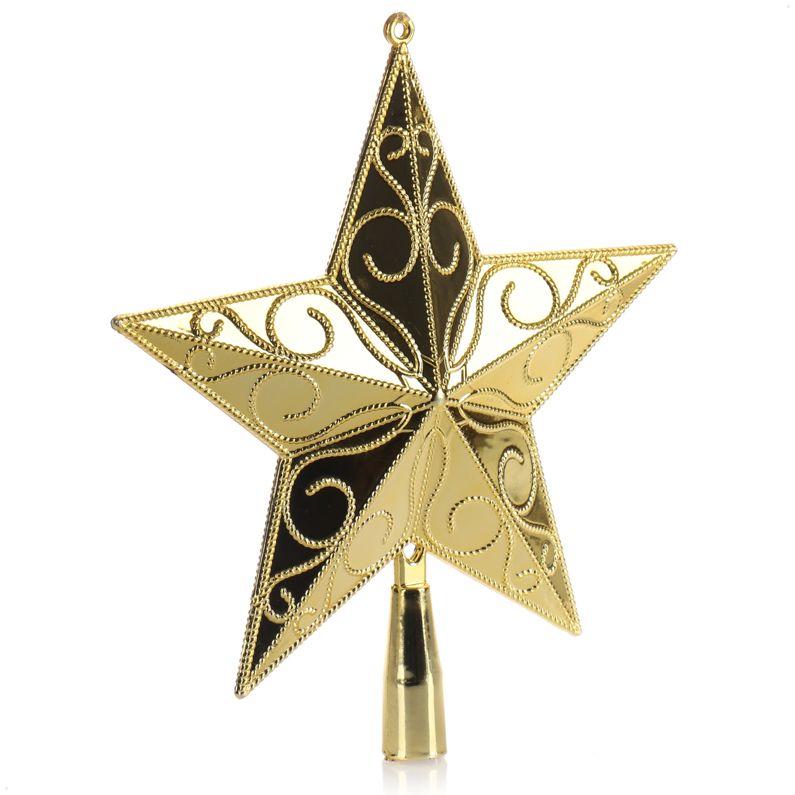 Weihnachtsbaumspitze Stern Silber-Blau - 20cm Christbaumspitze Aus Kunststoff Mit Glitzer