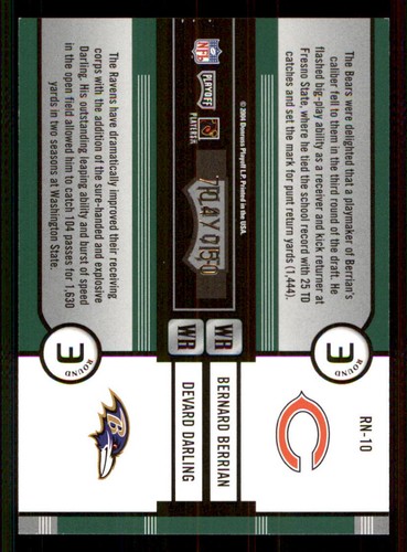 2004 Playoff Contenders Round Numbers Green #RN10 Berrian/Devard Darling /750 - Picture 2 of 2