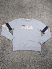 Fila Sweatshirt Adult Medium Blue Fleece Embroidered Hip Hop Long Sleeve Casual