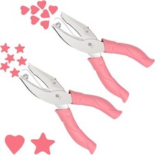 2Pk Heart and Star Shape Handheld Hole Paper Punch Single Hole Puncher for Tags