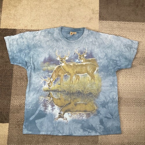 Vintage The Mountain Deer T-Shirt Tie Dye Nature Mens XL Blue ...