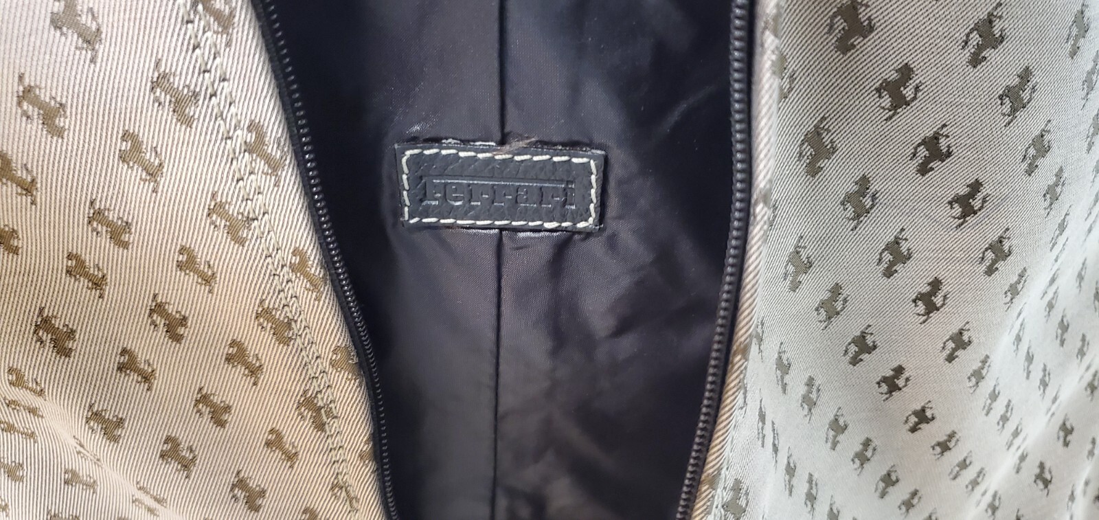 Original Ferrari Suit Bag Garment Bag Travel Bag - Brown With Horse print. Rare