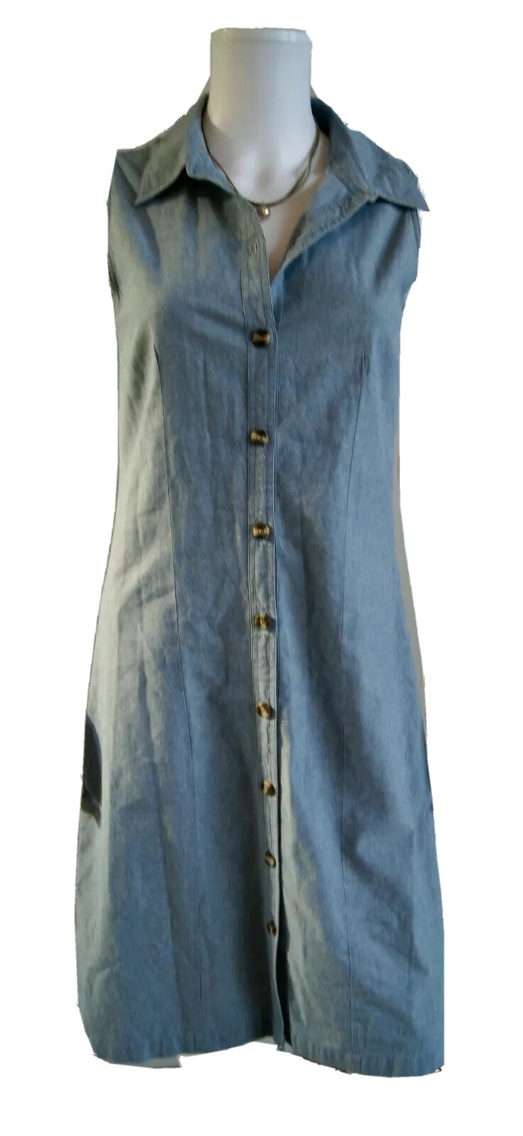 Basic Editions Chambray Light Blue Cotton Button … - image 2