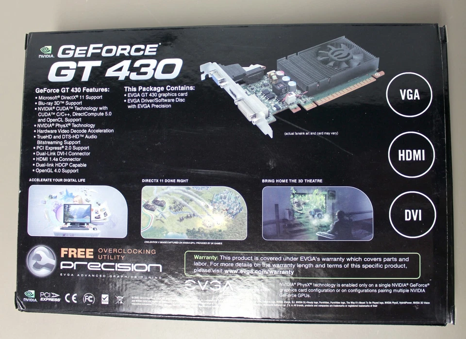 NIB NVIDIA GeForce GT430 PC Video Graphics PCI Express 2.0 Card 1024MB DDR3 VRAM - Image 2 of 4