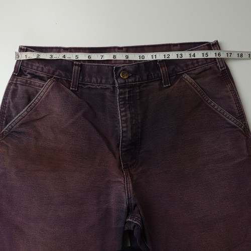 Vintage Carhartt Purple Canvas Carpenter Pants Size 33x30 Leather Patch Rare B11 - Picture 10 of 21