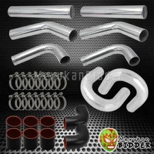 UNIVERSAL 8PC 2.5" CHROME DIY ALUMINUM TURBO INTERCOOLER U-PIPE PIPING BLACK HOS