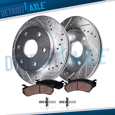 Front Drilled Slotted Rotors Ceramic Brake Pads for 1999 - 2004 Toyota Tacoma