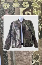 Quilted Patchwork Tapestry Jacquard Embroidered Open Front Vintage Jacket