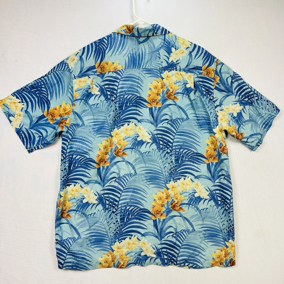 Camisa Tommy Bahamas Seda Hawaiana Floral Calce Original Para Hombre Grande Azul Amarillo S/S Foto 2 de 4