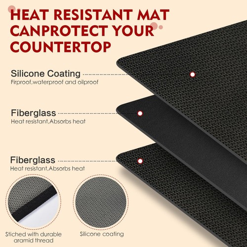 Heat Resistant Mats for Countertop 15x18in Heat Resistant Mats for Air Fryer ... - Picture 2 of 7