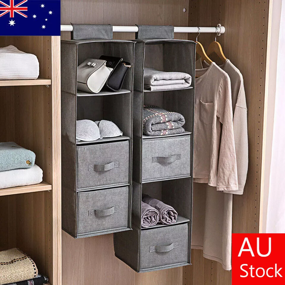 3 4 5 Tier Wardrobe Hanging Storage Boxes Clothes Shoes Hanger