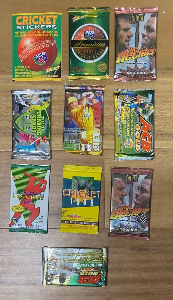 Individual Unopened Sealed packs Cricket trading cards + stickers Futera Topps
