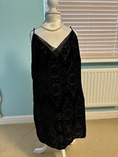 black size 16  Midi Cocktail  Dress, Raised Velvet on Chiffon, fully lined