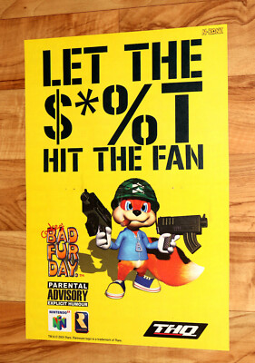 2001 Conker's Bad Fur Day / Pokémon Vintage Rare Poster N64