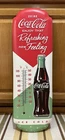 Coca-Cola Thermometer Bottle Cap Button Fishtail Vintage Style Wall Decor Sign