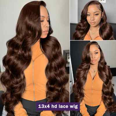 Chocolate Brown Body Wave 13x4 13x6 HD Lace Front Human Hair Wigs