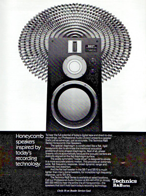 vtg TECHNICS SPEAKERS MAGAZINE PRINT AD Stereo Hi-Fi Honeycomb R&B Series Pinup