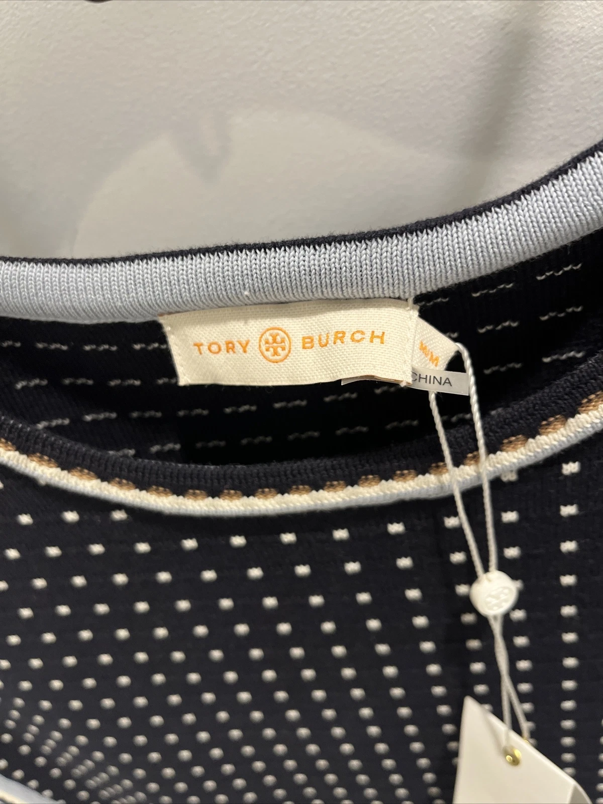 Abito a maglia Tory Burch blu navy mini punto geo 32153402 senza maniche medio