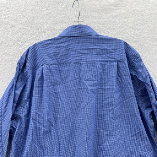 Geoffrey Beene Dress Shirt Mens Large Blue Button-Up Long Sleeve Cotton Check - Picture 11 of 11