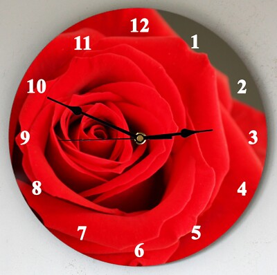Rote Rosenuhr - Große 28 cm Wanduhr für alle Romantiker. Postfrei verschickt